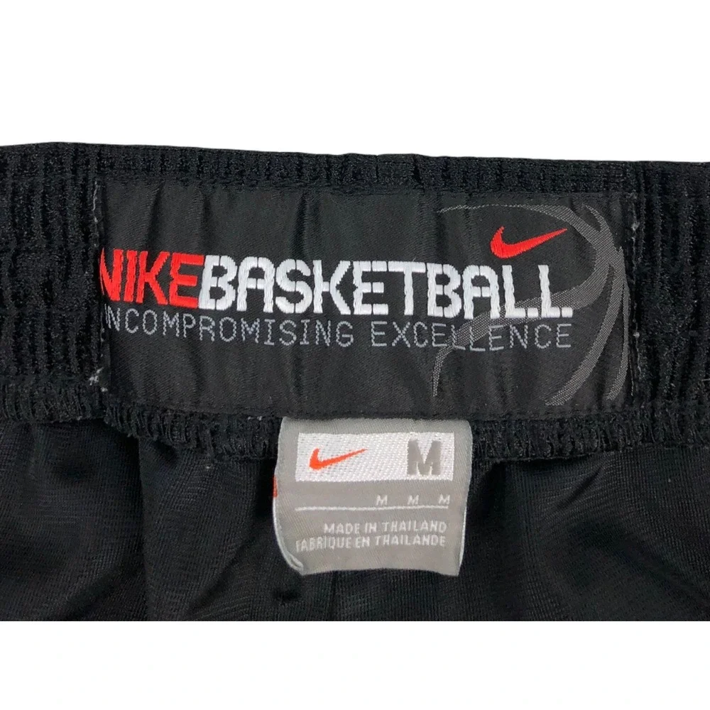 Nike Mens Medium Shorts Dazzle Black Shiny Y2K Vintage With Pockets Drawstring